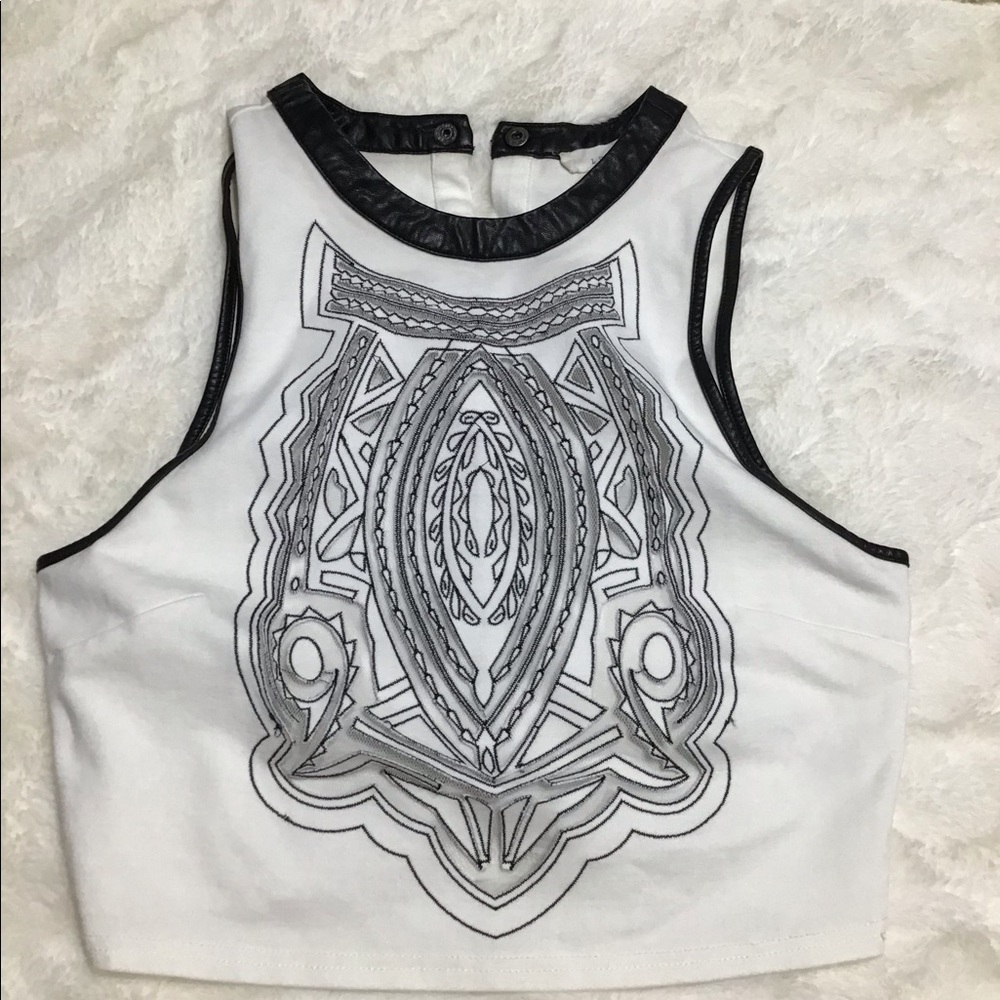 Leather Trim Crop top